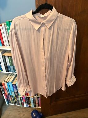 Light Pink Button-Down Blouse with Classic Collar